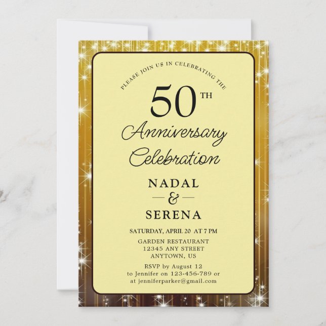 Invitación 50.º oro del aniversario Boda (Anverso)
