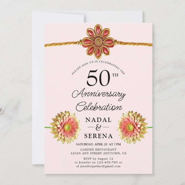 Invitación 50.º oro del aniversario Boda (Anverso)