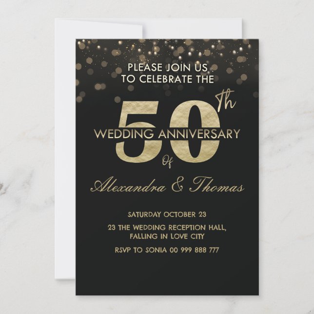 Invitación 50.º oro del aniversario Boda (Anverso)