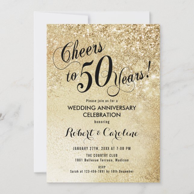 Invitación 50.º oro del aniversario Boda (Anverso)