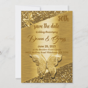 Invitación 50.º oro salva el aniversario del boda