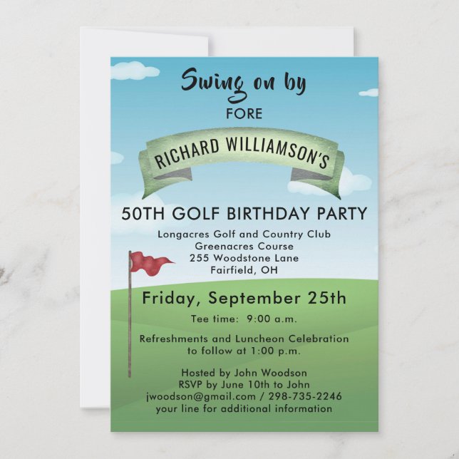 INVITACIÓN 50.º PARTIDO DE CUMPLEAÑOS DE GOLF CON ÉL (Anverso)