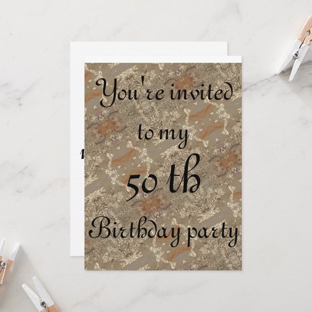 Invitación 50.º patrón de oro abstracto de cumpleaños (Subido por el creador)