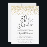 Invitación 50.º Purpurina de oro de la fiesta de cumpleaños<br><div class="desc">Invitación a la fiesta de 50 años de la moda que incluye "50 & Fabulous" en un guión elegante y un juego de confeti purpurina de imitación dorado.</div>