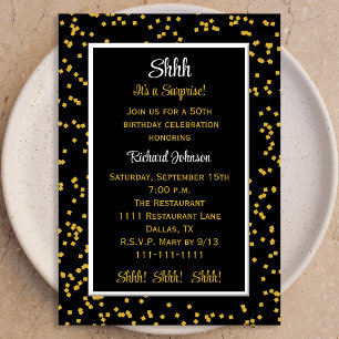 Invitación 50.º Shhh es un sorprendente Confetti de cumpleaño