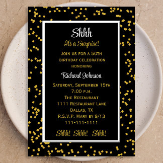 Invitación 50.º Shhh es un sorprendente Confetti de cumpleaño