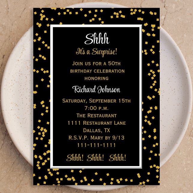 Invitación 50.º Shhh es un sorprendente Confetti de cumpleaño (Subido por el creador)