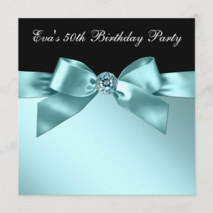 Invitación 50.a fiesta de cumpleaños elegante del azul negro