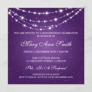 Invitación 50.a púrpura de cadena chispeante de la fiesta de