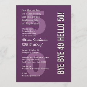Invitación 50 Adios morados y blancos modernos 49
