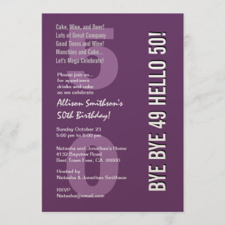 Invitación 50 Adios morados y blancos modernos 49