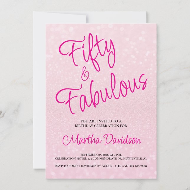 Invitación 50 and Fabulous | 50th Birthday Invitation (Anverso)