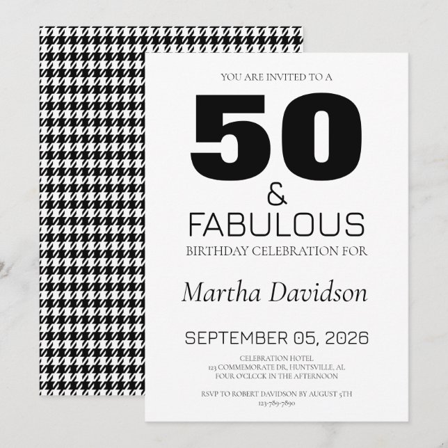 Invitación 50 and Fabulous | 50th Birthday Invitation (Anverso / Reverso)