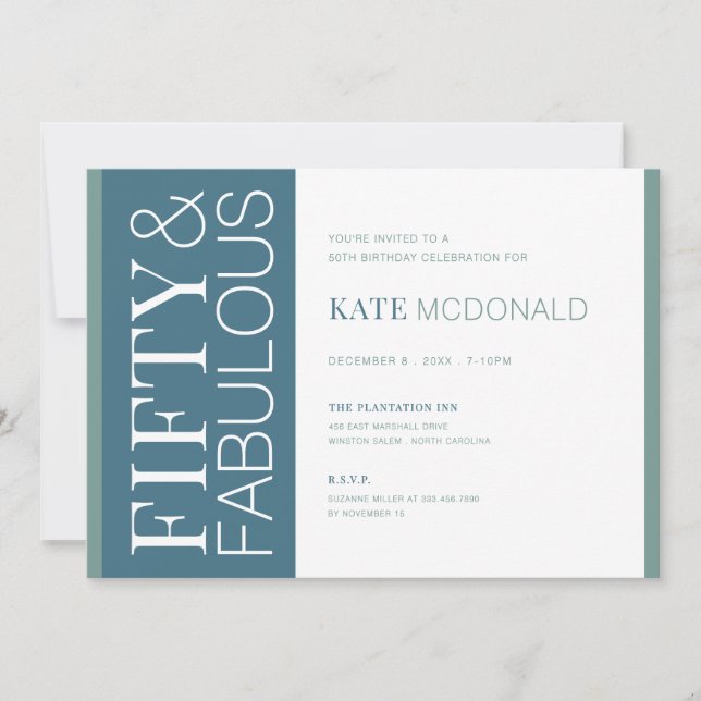 Invitación 50 and Fabulous 50th Birthday Invitation (Anverso)