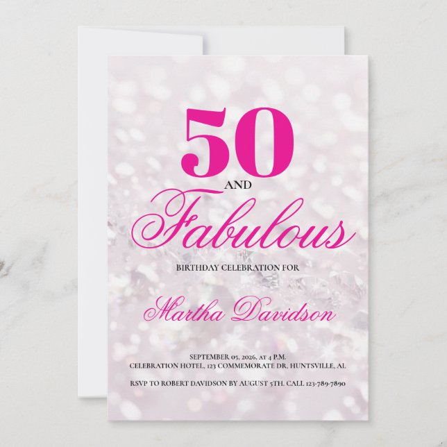 Invitación 50 and Fabulous | 50th Birthday Invitation (Anverso)