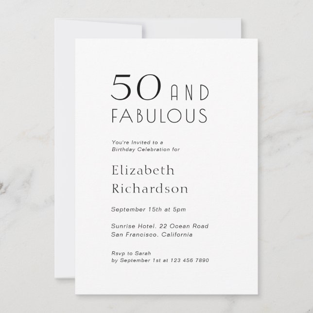 Invitación 50 and Fabulous 50th Birthday Party (Anverso)