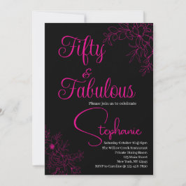 Invitación 50 and Fabulous | 50th Birthday Party Black Pink