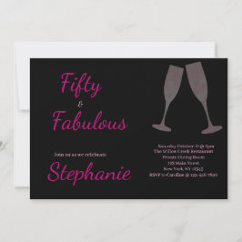 Invitación 50 and Fabulous | 50th Birthday Party Black Pink