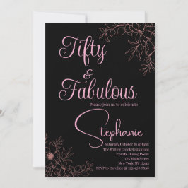 Invitación 50 and Fabulous | 50th Birthday Party Black Pink