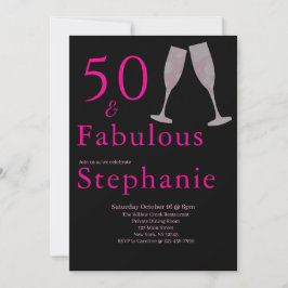 Invitación 50 and Fabulous | 50th Birthday Party Black Pink