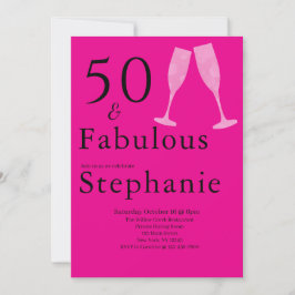 Invitación 50 and Fabulous | 50th Birthday Party Black Pink