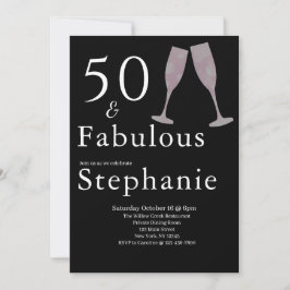 Invitación 50 and Fabulous | 50th Birthday Party Black White