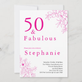 Invitación 50 and Fabulous | 50th Birthday Party Pink