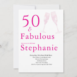 Invitación 50 and Fabulous | 50th Birthday Party Pink