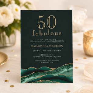 Invitación 50 and Fabulous Emerald Green Agate 50th Birthday 