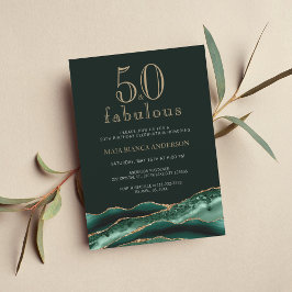 Invitación 50 and Fabulous Emerald Green Agate 50th Birthday 