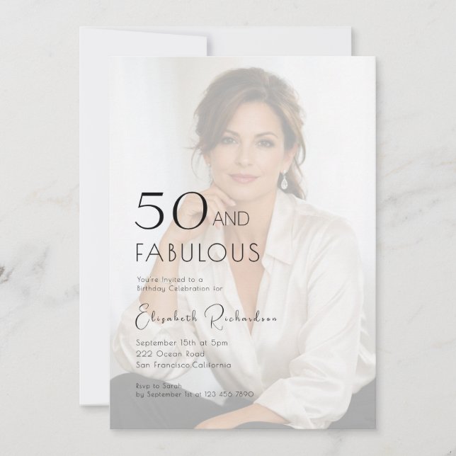 Invitación 50 and Fabulous Photo 50th Birthday Party  (Anverso)