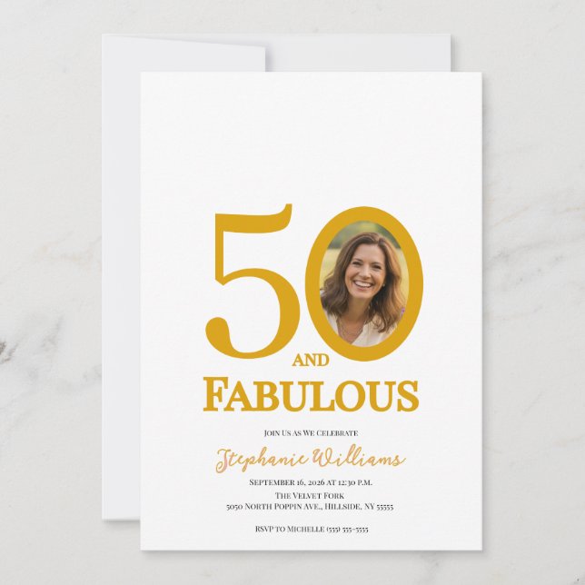 Invitación 50 and Fabulous Photo 50th Birthday Party (Anverso)