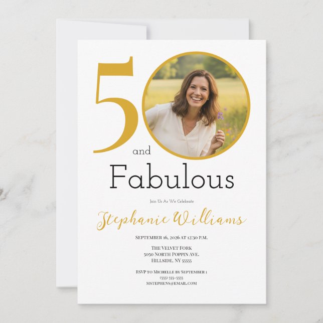 Invitación 50 and Fabulous Photo 50th Birthday Party (Anverso)