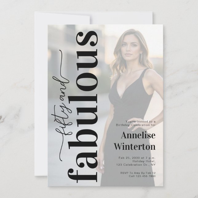Invitación 50 and Fabulous Photo 50th Birthday Party (Anverso)