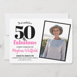 Invitación 50 and Fabulous Pink 50th Birthday Party