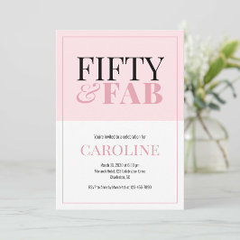 Invitación 50 and Fabulous Pink Birthday Party Invitation