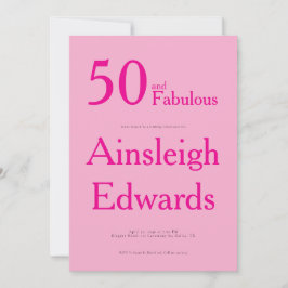Invitación 50 and Fabulous Pink Fiftieth Birthday Party