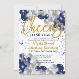 Invitación 50 Aniversario Aplausos a 50 Años Navy Gold
