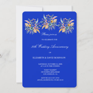 Invitación 50° aniversario azul de boda