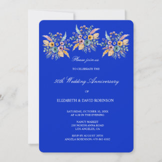 Invitación 50° aniversario azul de boda