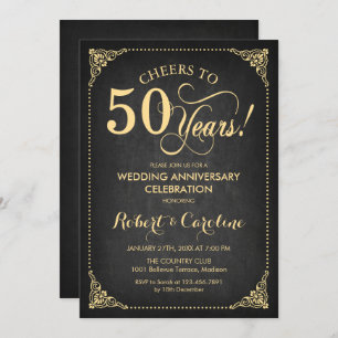 Invitación 50° aniversario Boda - Chalkboard Gold