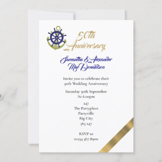 Invitación 50° aniversario boda con temática náutica