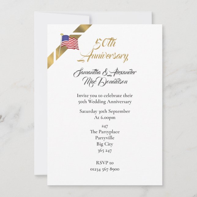 Invitación 50° aniversario boda de Estados Unidos (Anverso)