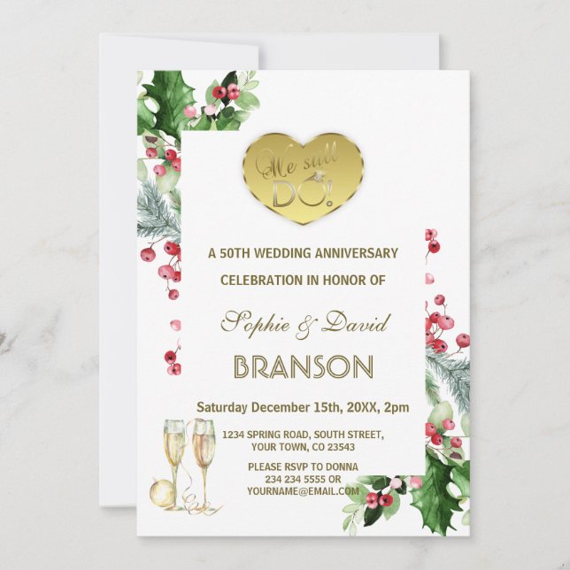 Invitación 50° aniversario Boda de invierno (Anverso)