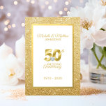 Invitación 50 Aniversario Boda de Oro personalizado<br><div class="desc">Elegantes, aunque modernas, tarjetas de invitación para el 50 aniversario del boda dorado (50 años). Relieve metalizado de oro falso / purpurina con 50 grande con corazón de diamante falso en el medio. Personalizar estas tarjetas de aniversario boda con su información. Perfecto para la renovación del voto. Fácil de editar....</div>