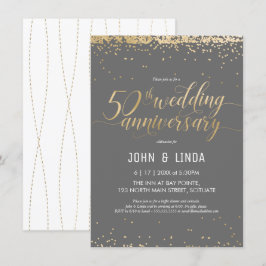 Invitación 50° Aniversario Boda - Dorado, elegante