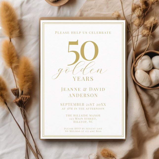 Invitación 50° Aniversario Boda Elegante 50 Años de Oro (Subido por el creador)