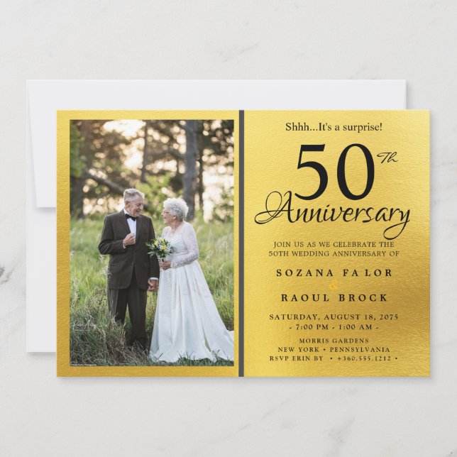 Invitación 50° Aniversario Boda Entonces Y Ahora Foto (Anverso)