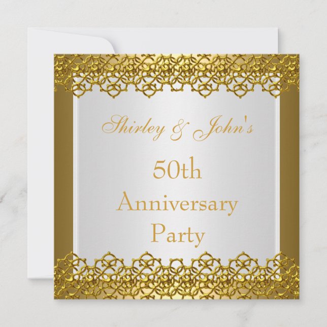 Invitación 50 aniversario Boda Fiesta Oro (Anverso)