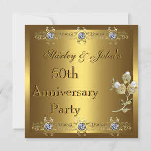 Invitación 50 aniversario Boda Fiesta Oro